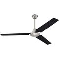 Brightbomb 56 in. Industrial Three Black Steel Blade Indoor Ceiling Fan with Ball Hanger installation System & Wall Control BR19915